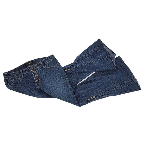 Vintage 80's Venezia High-rise Flare Jeans 16 Dark Wash Button Fly Smooth Bootie - Picture 1 of 16
